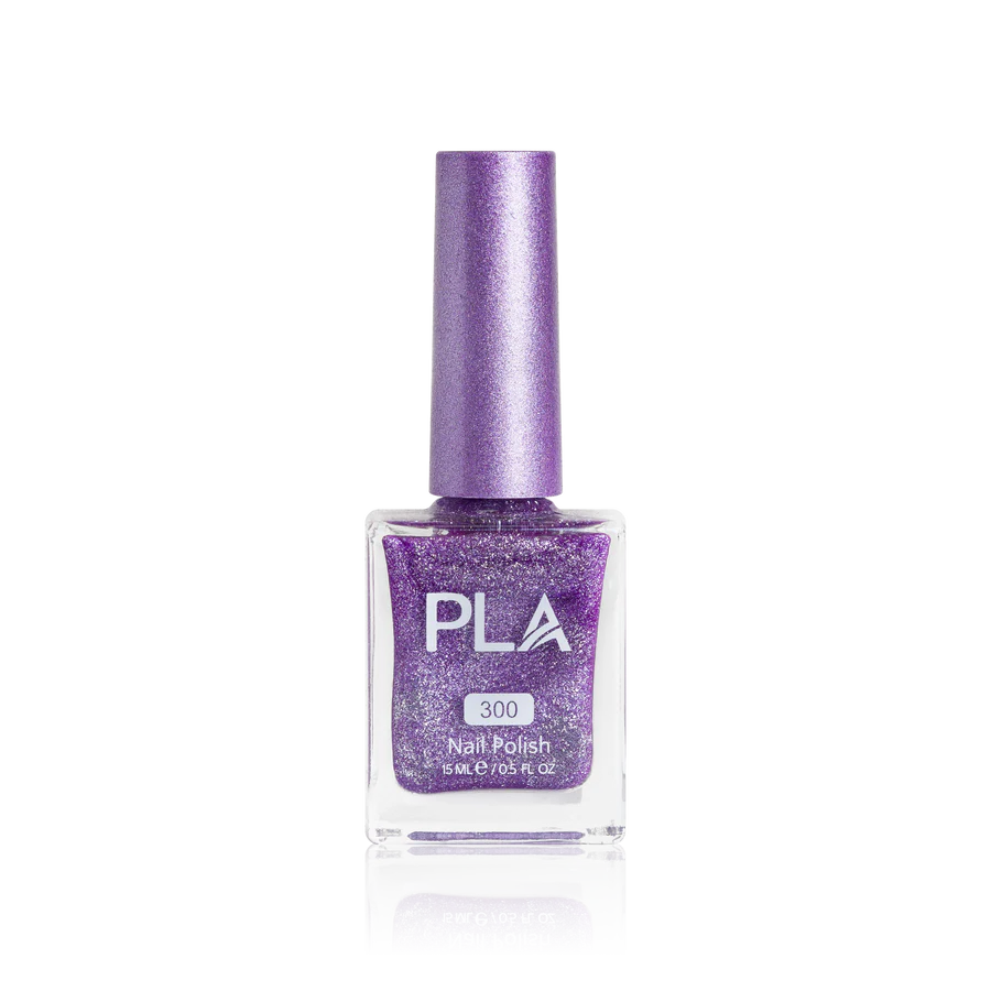 lac de unghii mov cu sclipici Lit Lavender - 300, oja clasica profesionala rezistenta, finish lucios, pentru pedichiura si manichiura clasica cu uscare la aer