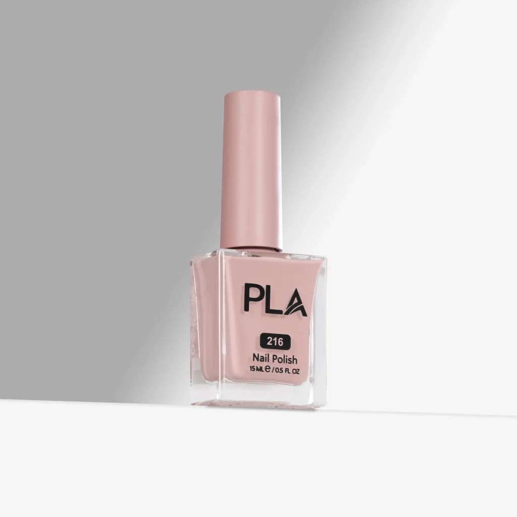 lac de unghii nude roze A Sure Shine - 216 PLA Nails, finish lucios, oja clasica rezistenta, formula curata 11 free, pentru manichiura si pedichiura clasica