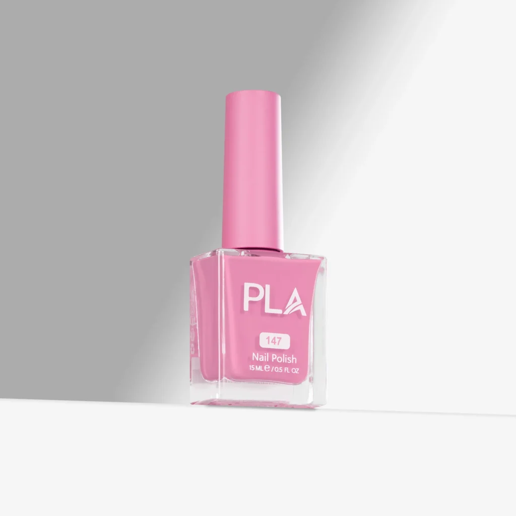 lac de unghii roz deschis Hustle, Rest, Repeat - 147, oja roz, oja rezistenta, formula curata 11 Free de la PLA Nails, finish lucios, pentru pedichiuri si manichiuri cu uscare la aer