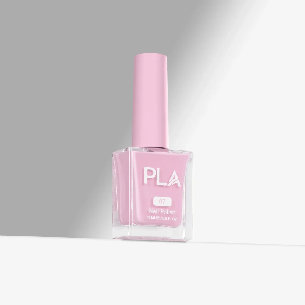 lac de unghii roz pastel Grow Me Wild - 07 PLA Nails, oja clasica rezistenta, formula curata 11 free, pentru manichiura si pedichiura clasica