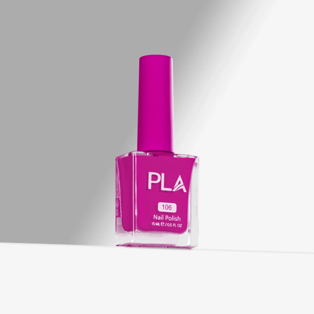 lac de unghii violet Night at Caesars - 106, cu formula curata 11 Free de la PLA Nails, oja clasica profesionala rezistenta, finish lucios, pentr manichiuri si pedichiuri cu uscare la aer