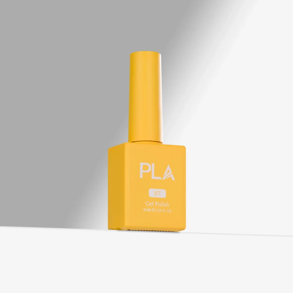 oja semipermanenta galben intens Sin City - 87 PLA Nails este rezistenta, cu uscare rapida in lampa uv si cu o formula blanda 11-free