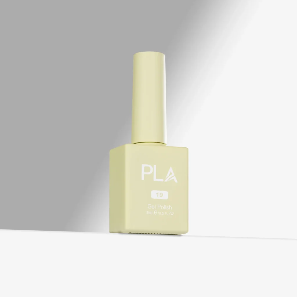 oja semipermanenta Oopsie Daisy 19 galben pastel PLA Nails cu formula curata si rezistenta de 4 saptamani