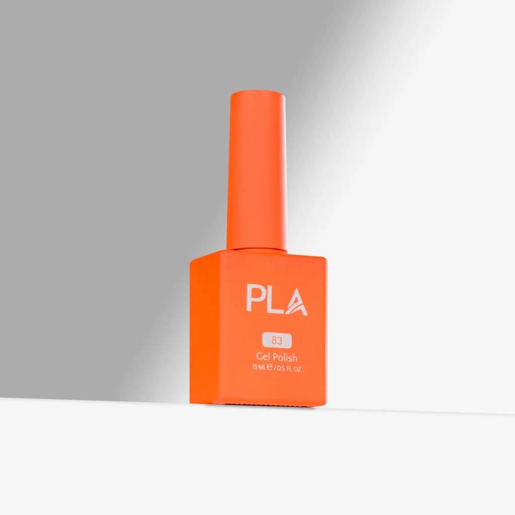 oja semipermanenta portocaliu neon Valley of Fire - 83 PLA Nails este o oja cu formula curata 11-free si rezistenta dupa uscarea in lampa UV