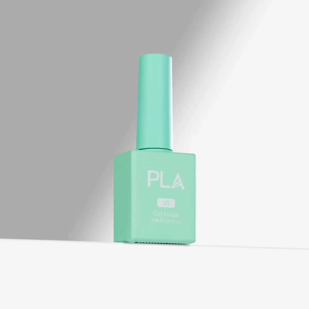 oja semipermanenta-verde pastel rezistenta Green And Bear It -35 PLA Nails, rezistenta ce se poate aplica peste rubber sau gel si uscata in lampa UV