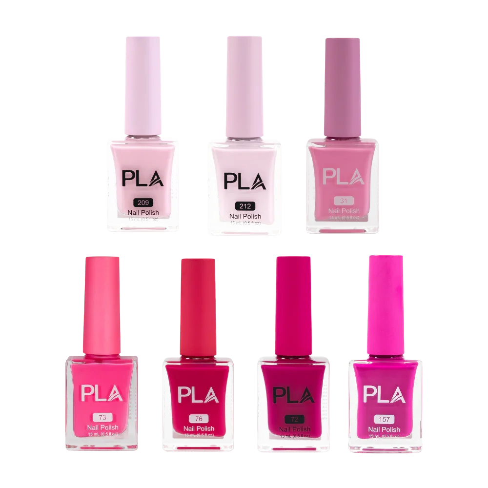 ac unghii roz - set 7 oje clasice rezistente, cu finish lucios, uscare la aer si formula fara formaldehida, formula 11-free