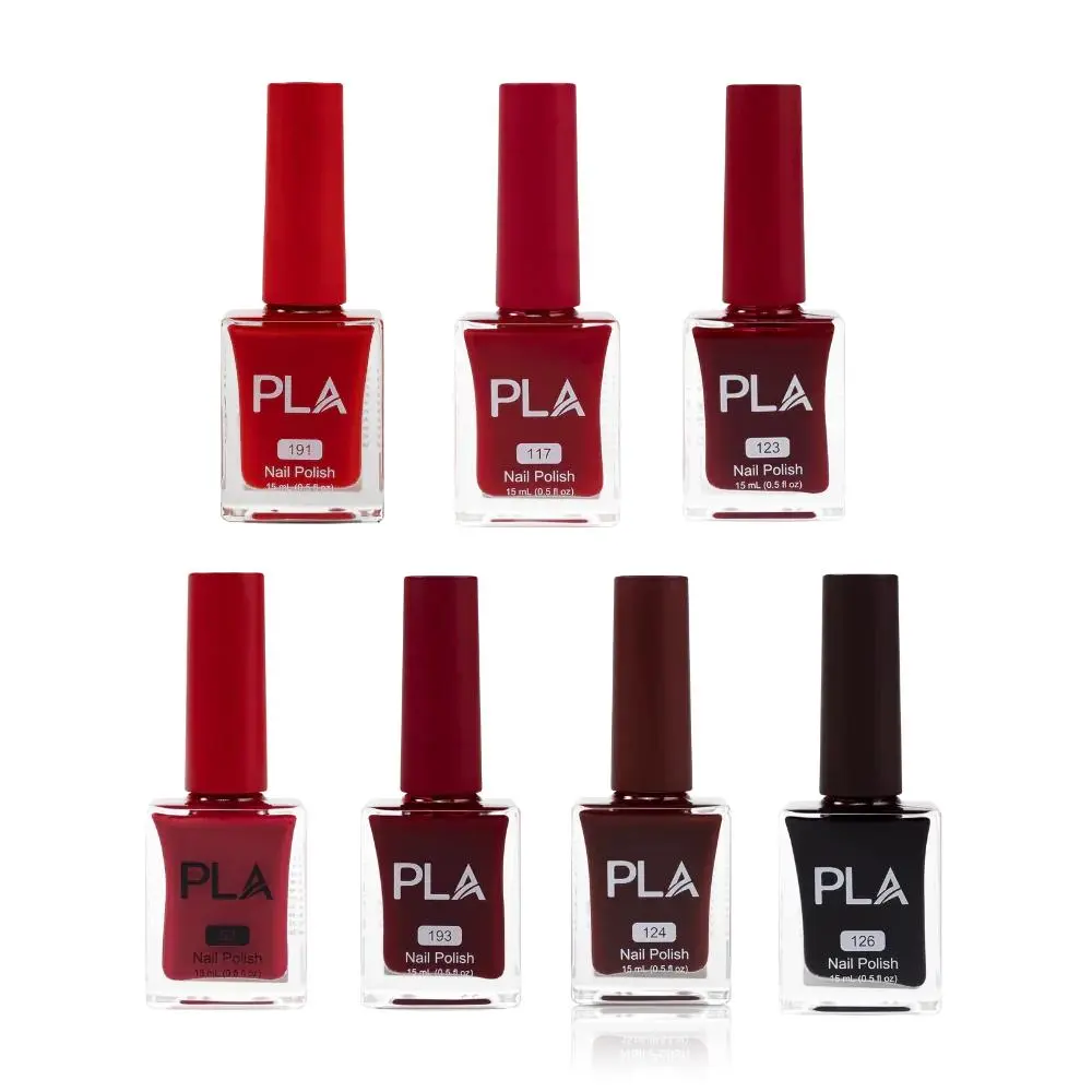 lac de unghii rosu - set de 7 oje clasice rezistente, cu uscare la aer si formula 11-free, fara formaldehida