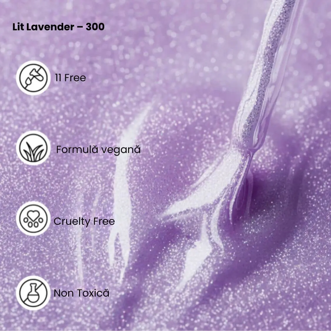 oja mov sclipici Lit Lavender – 300 de la PLA Nails rezistenta si profesionala